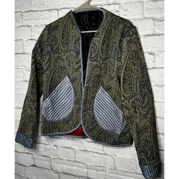 Parsley & Sage reversible tapestry paisley print cotton silk Jacket, size S. - Picture 8 of 16